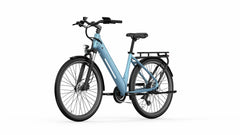 Side View of Light blue A-Spadz Qreate City Air Electric Bike on a white background