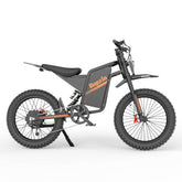 A matte black Bopzin Q8 electric dirt bike with orange accents and the brand name 'BOPZIN" on the frame, shown from a side profile on a white background.