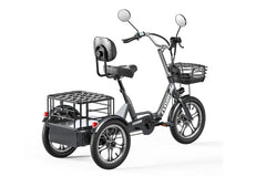 Cysum T1 Pro - Three-wheeled electric bike with a basket on a white background
