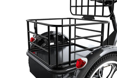 Cysum T1 Pro Electric Tricycle - black metal bike basket attached to a bicycle with a white background