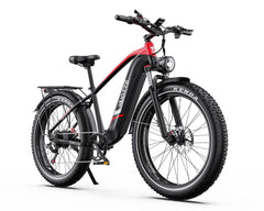 DUOTTS F26 Lite Electric Bicycle with red frame and black tires on a white background - Pogo Cycles