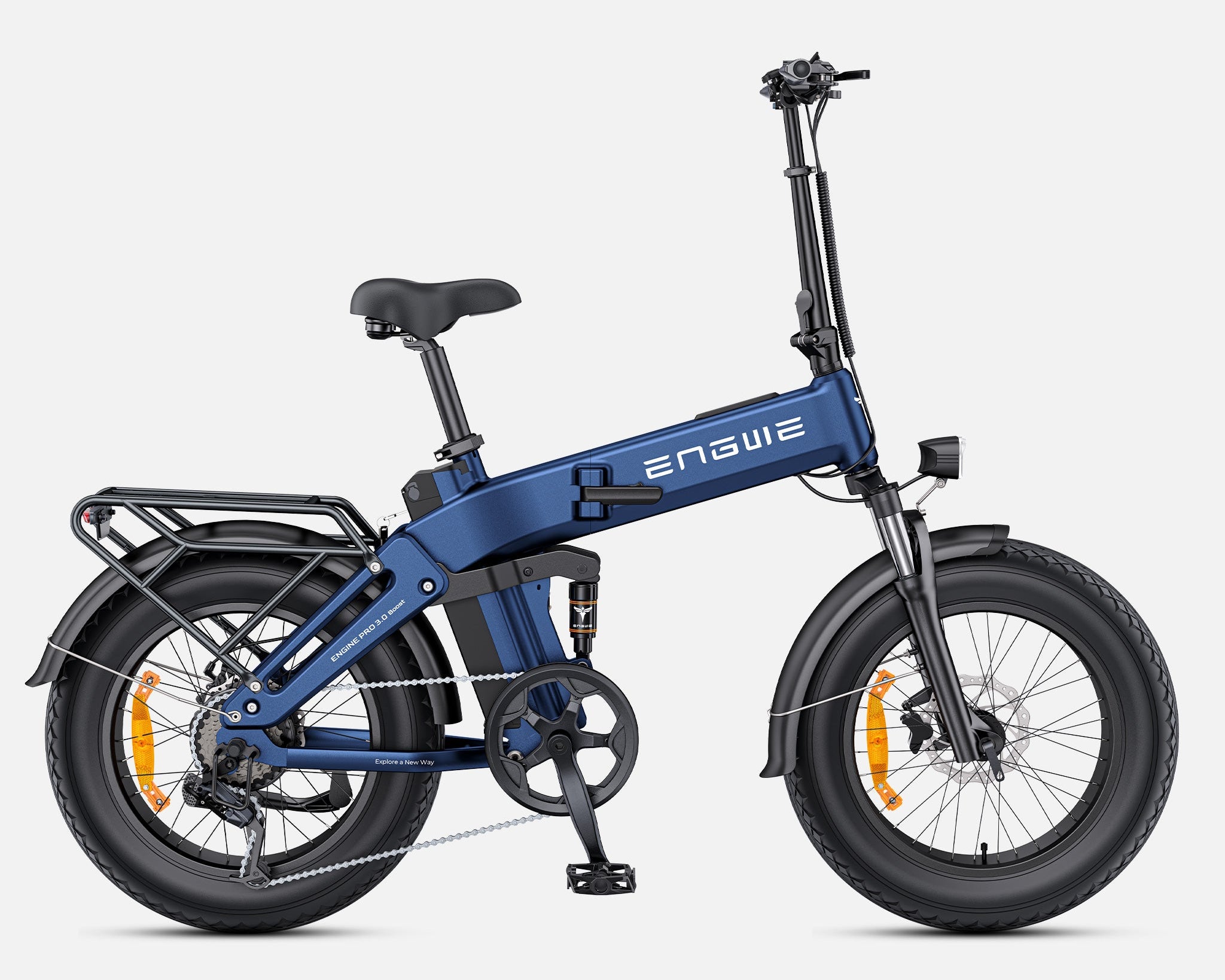 Blue Engwe Engine Pro 3.0 Boost Folding Electric Bike on a white background