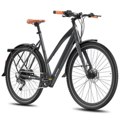 Gray Fafrees F700W Electric Bike bicycle with orange handlebars on a white background
