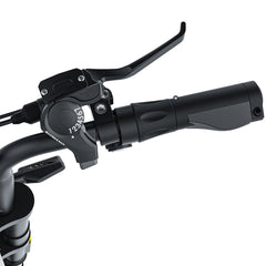 Close-up of a Coswheel CT20 2.0 Cargo Electric bicycle handlebar with Shimano components on a white background