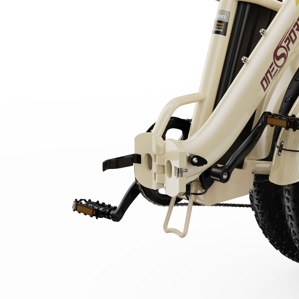 Beige Onesport OT16 MAX Folding Electric Bike with visible branding on a white background