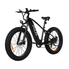 Pixar Space 1 High-Performance Electric Bike in black front side with 'PIXAR' branding on a white background