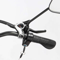 Gear View of Ridstar Q20 Pro Electric Cargo Bike with controls and mirror on a white background