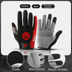 A Pair Of All-finger Gloves Breathable Shock-proof Touch-screen Bike Gloves Spring And Summer Mountain Bike Road Riding Gloves