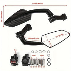 Universal Bike Handlebar Rear View Mirrors 360° Rotatable Wide Angle Safety Glass for Bicycles E-bikes