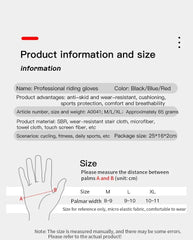 A Pair Of All-finger Gloves Breathable Shock-proof Touch-screen Bike Gloves Spring And Summer Mountain Bike Road Riding Gloves