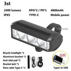 8000mAh 5 Led Bike Light Front Waterproof Led Flashlight for Bicycle Rechargeable 5200Lm Headlight Lamp Bicycle Accessories - Pogo Cycles