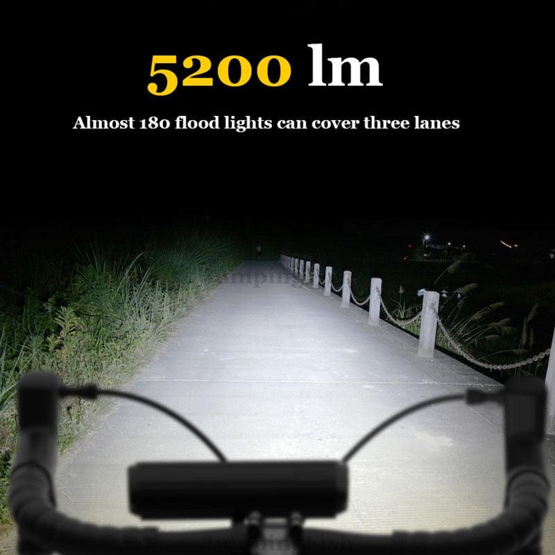 8000mAh 5 Led Bike Light Front Waterproof Led Flashlight for Bicycle Rechargeable 5200Lm Headlight Lamp Bicycle Accessories - Pogo Cycles