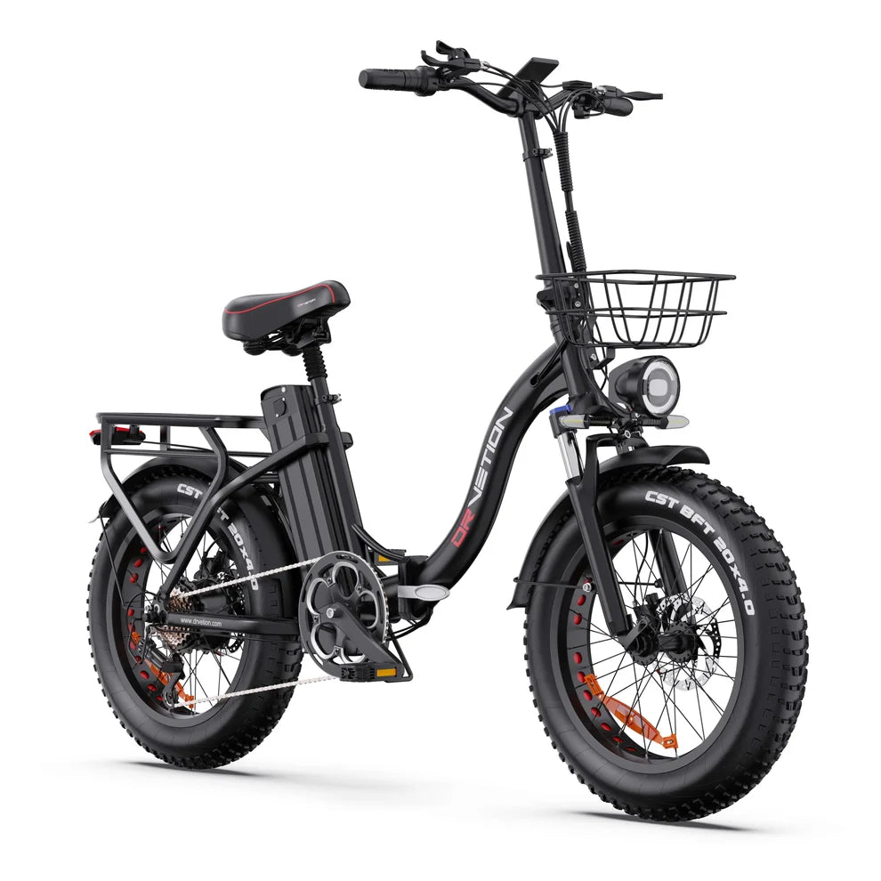 Right view of Drvetion CT20 PRO MAX Electric Bike in bike with basket on a white background
