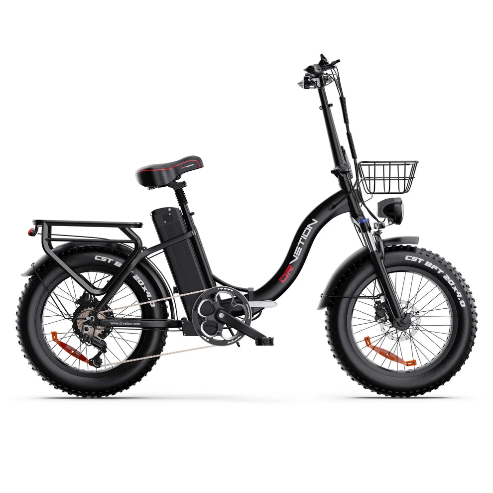 Drvetion CT20 PRO MAX Electric Bike in black with a basket on a white background