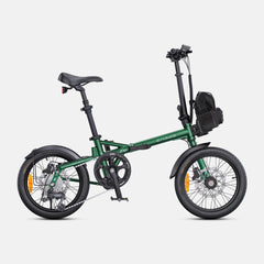 ENGWE Zip Folding Electric Bike in green on a white background