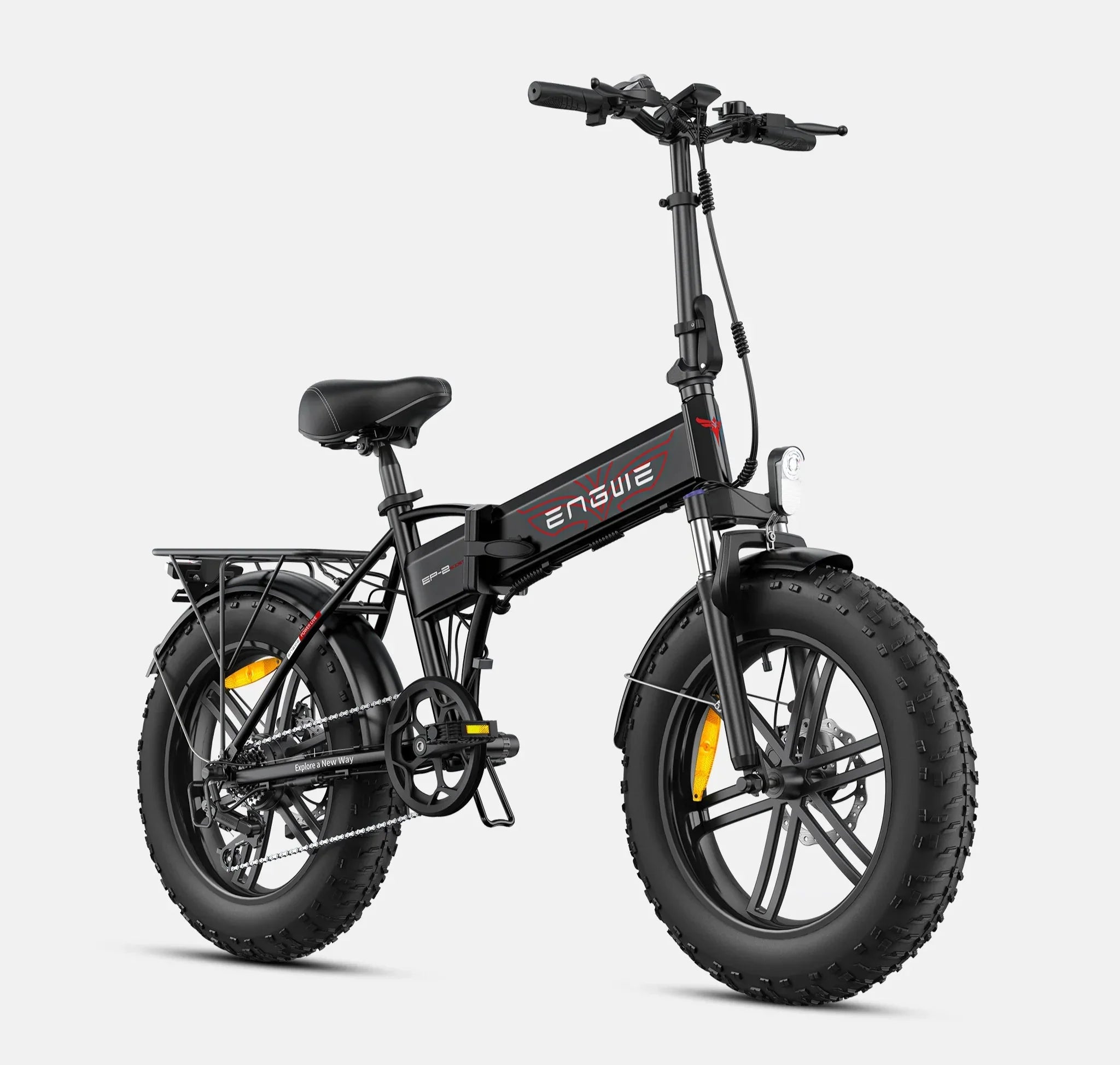 Black - Engwe EP-2 Boost Electric Bike with fat tires on a white background