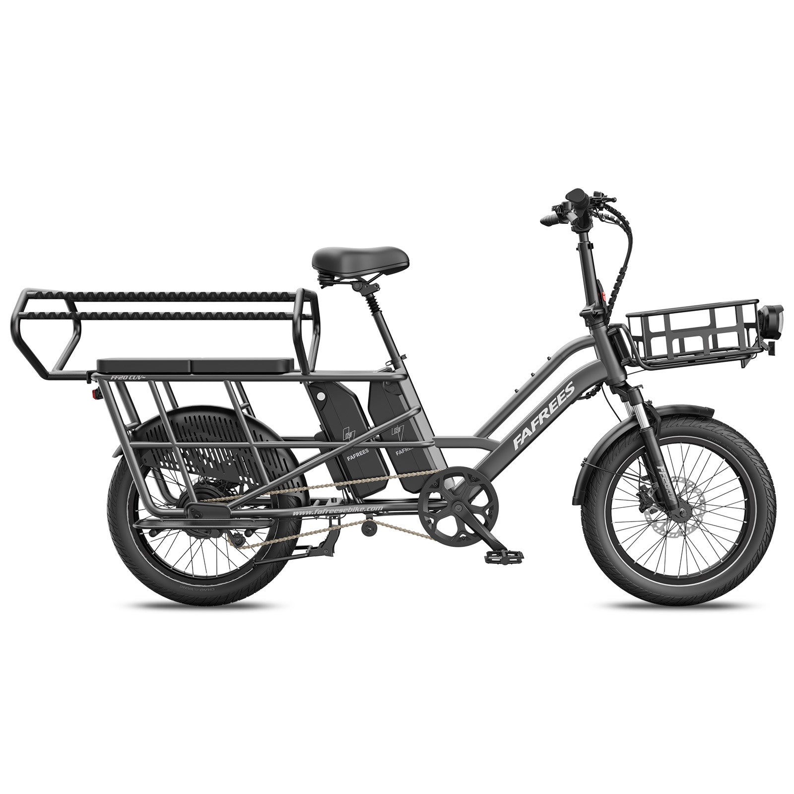 Fafrees FF20 CUV Modular longtail Cargo Bike with baskets on a white background