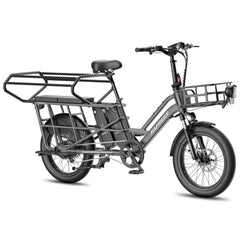 Fafrees FF20 CUV Modular longtail Cargo Bike in grey with baskets on a white background - Pogo Cycles, Ireland