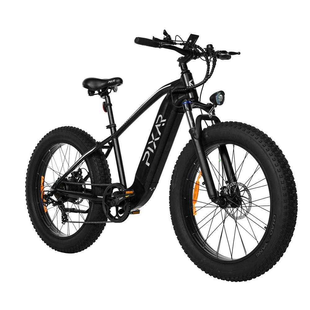 Pixar Space 1 High-Performance Electric Bike IN BLACK with fat tires on a white background