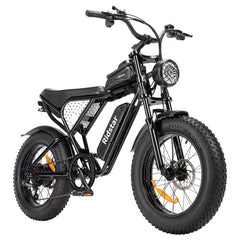 Black Ridstar Q20 Mini Electric Bike with large tires on a white background