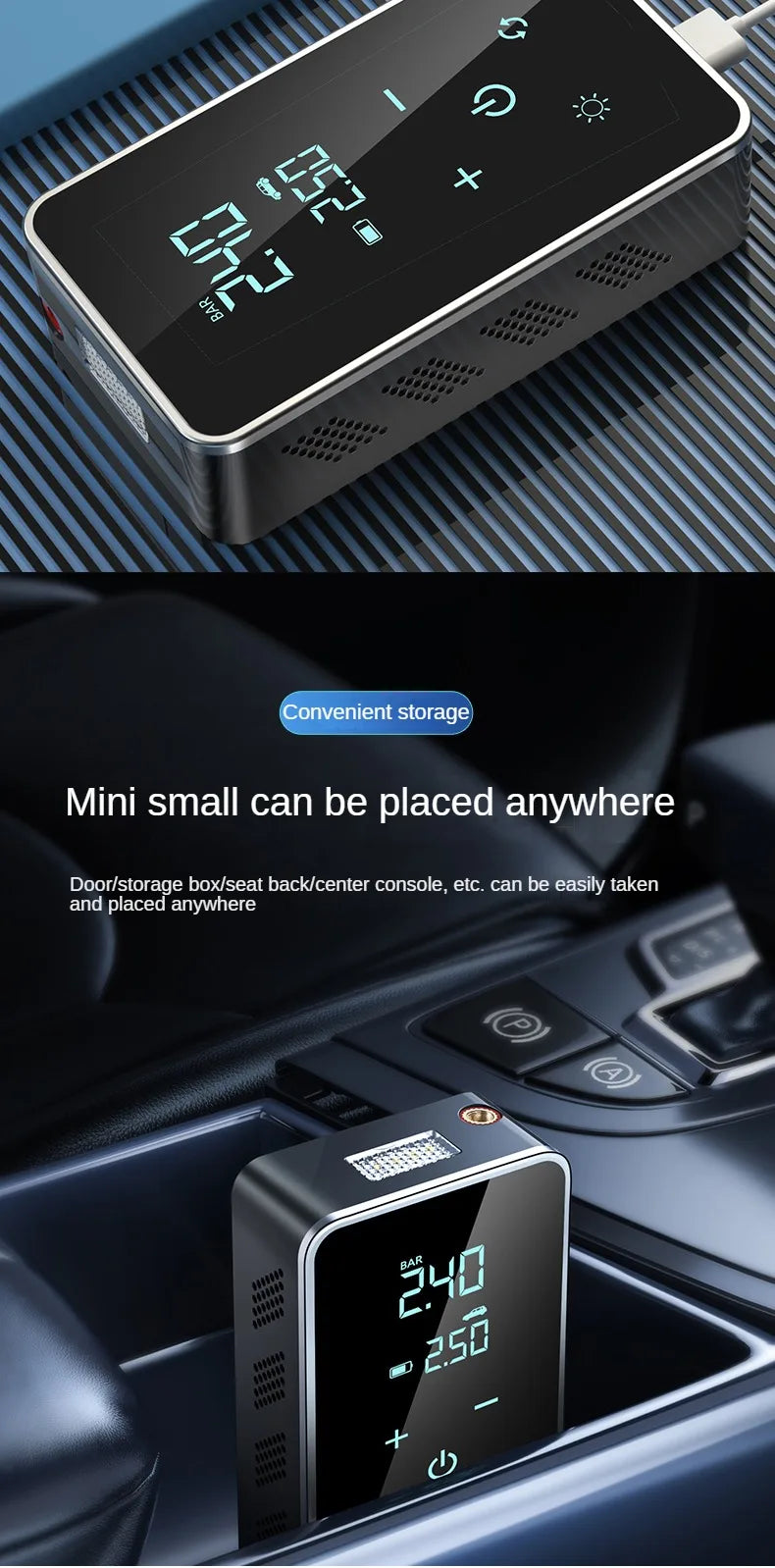 Wireless Air Pump 150psi Touch Screen/Key Portable Electric Tire Inflator For Car Bicycle Motorcycle Mini Air Compressor Injecto