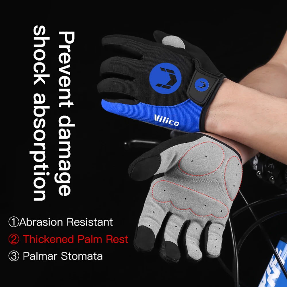 A Pair Of All-finger Gloves Breathable Shock-proof Touch-screen Bike Gloves Spring And Summer Mountain Bike Road Riding Gloves