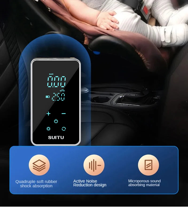 Wireless Air Pump 150psi Touch Screen Portable Electric Tire Inflator For Car Bicycle Motorcycle Mini Air Compressor Injector