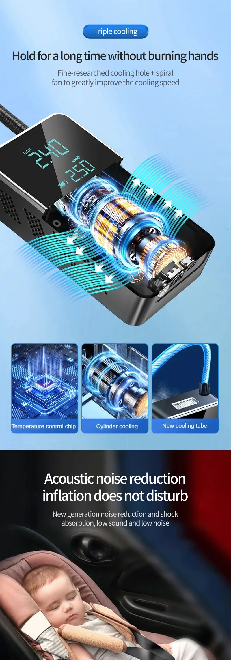 Wireless Air Pump 150psi Touch Screen Portable Electric Tire Inflator For Car Bicycle Motorcycle Mini Air Compressor Injector