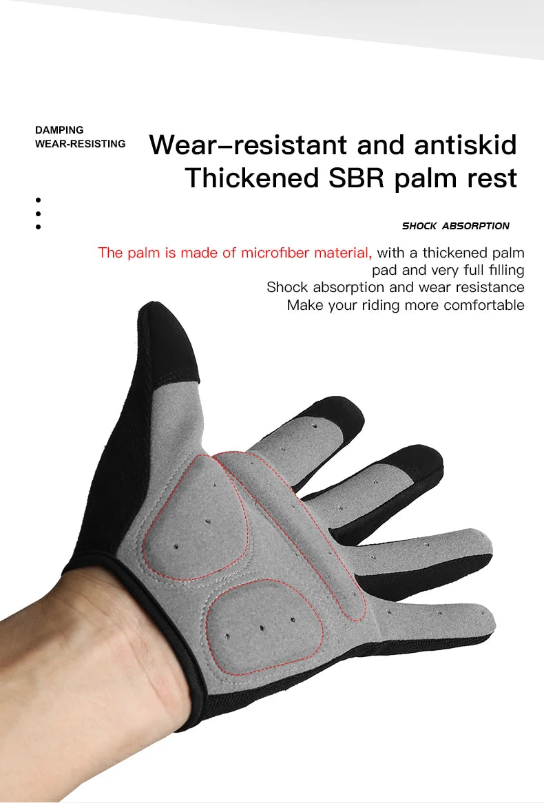Kyncilor Outdoor Bicycle Anti slip and Sweatproof Long Finger Gloves Breathable and Shock Absorbent Sports Mountain Bike Gloves