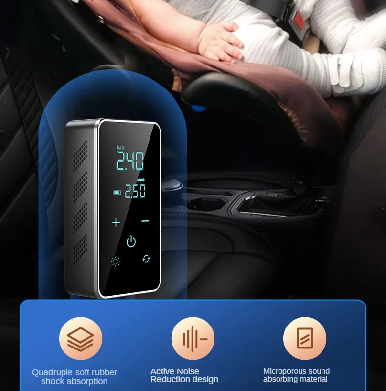 Wireless Air Pump 150psi Touch Screen/Key Portable Electric Tire Inflator For Car Bicycle Motorcycle Mini Air Compressor Injecto