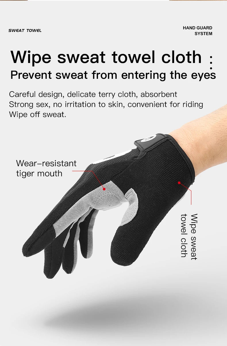 Kyncilor Outdoor Bicycle Anti slip and Sweatproof Long Finger Gloves Breathable and Shock Absorbent Sports Mountain Bike Gloves