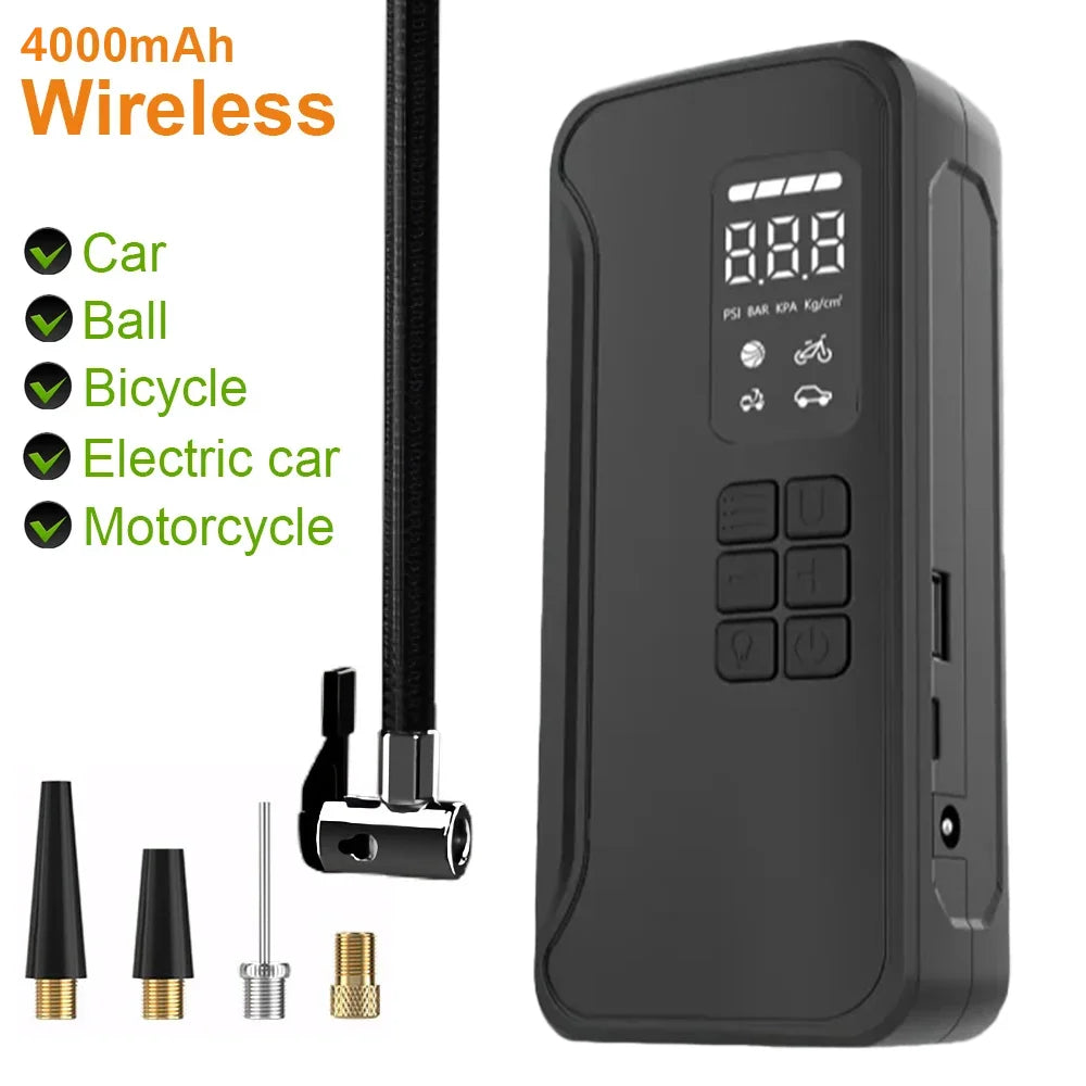 Wireless Air Pump 150psi Touch Screen/Key Portable Electric Tire Inflator For Car Bicycle Motorcycle Mini Air Compressor Injecto