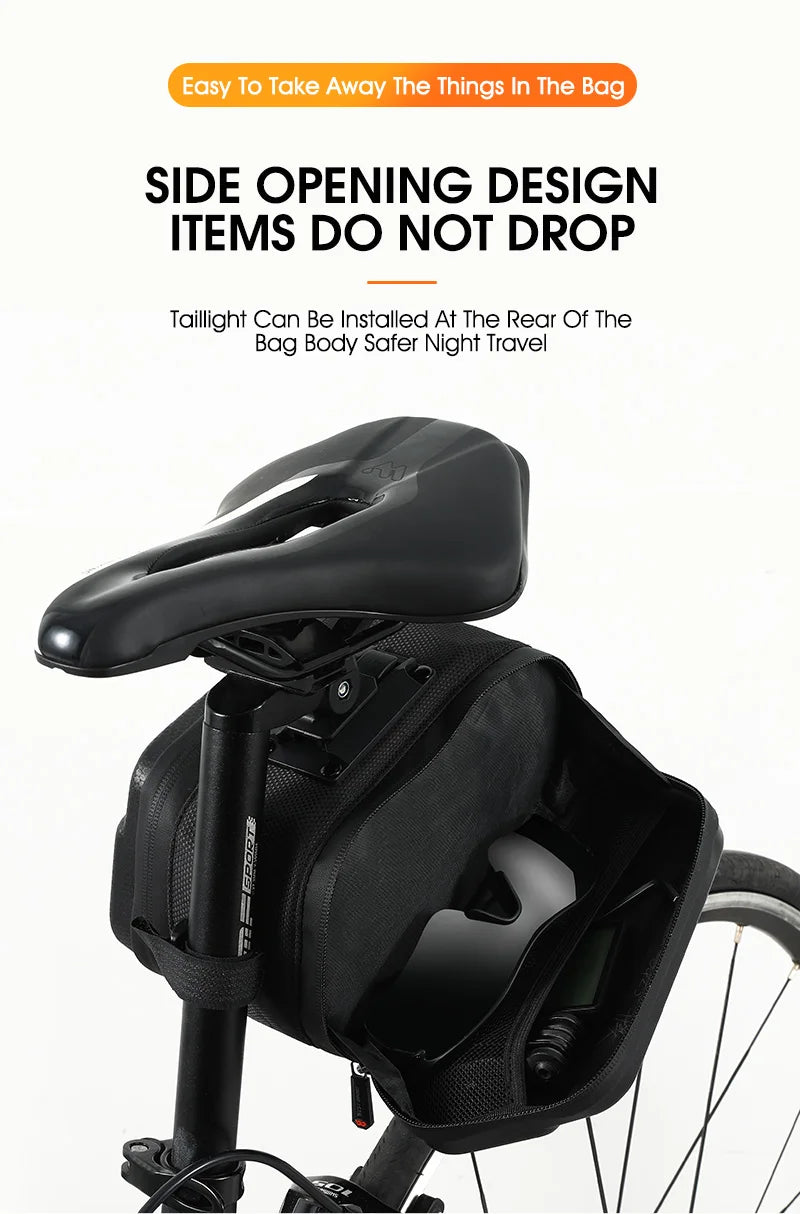 WEST BIKING Waterproof Bicycle Saddle Bag Hard TPU MTB Road Bike Under Seat Rear Bag Quick Release Saddlebags Bike Accessories