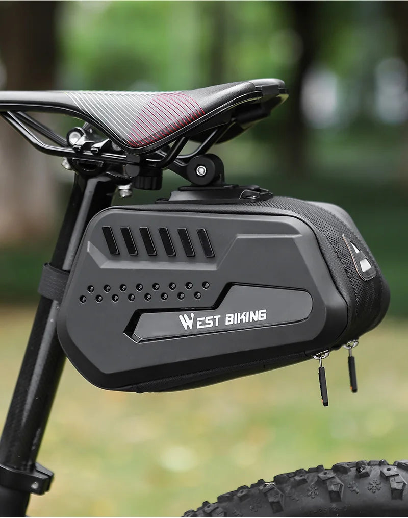 WEST BIKING Waterproof Bicycle Saddle Bag Hard TPU MTB Road Bike Under Seat Rear Bag Quick Release Saddlebags Bike Accessories