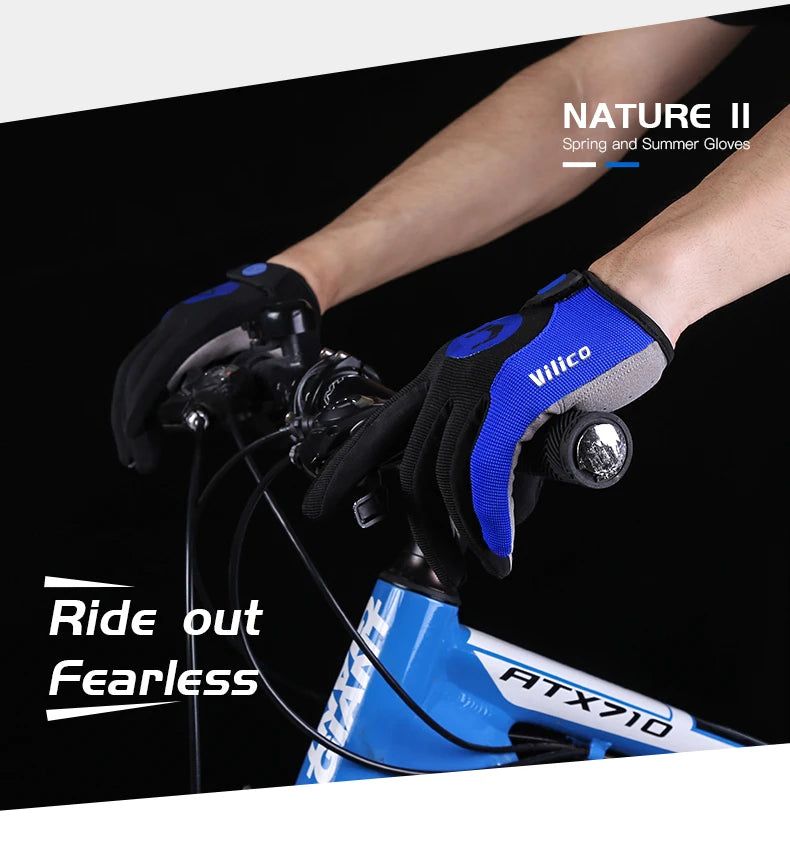 Kyncilor Outdoor Bicycle Anti slip and Sweatproof Long Finger Gloves Breathable and Shock Absorbent Sports Mountain Bike Gloves