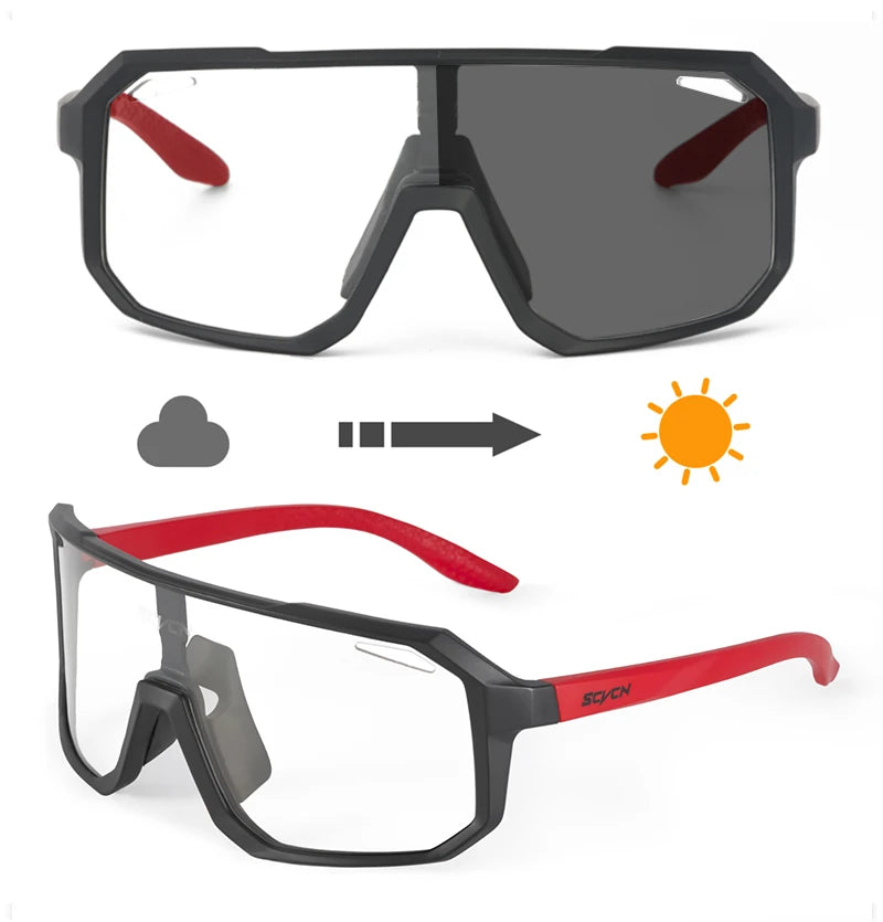 SCVCN Cycling Sunglasses Photochromic Glasses for Men Sun Mountain Bike Road Bicycle Eyewear Cycle Goggles Sports UV400 MTB