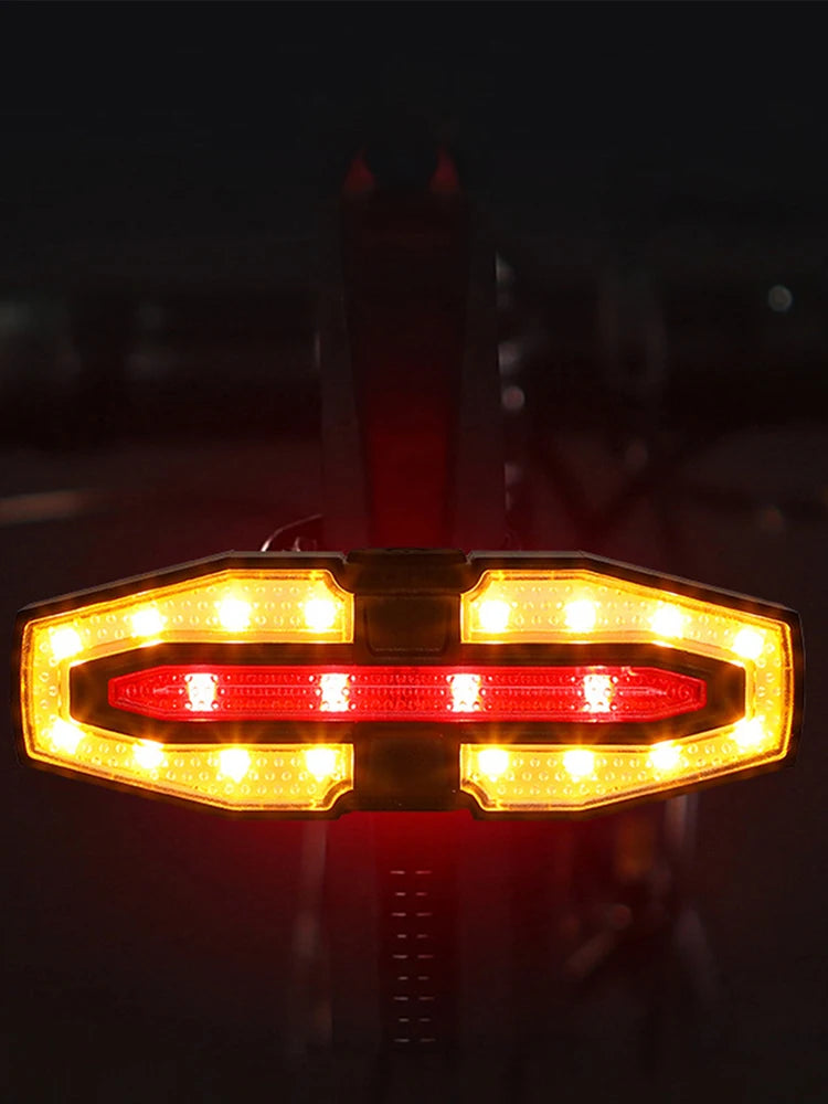 Rechargeable Warning Bike Lights with Turn Signals Cycling Back Light Wireless Remote Control Bike Rear Light for Night Riding