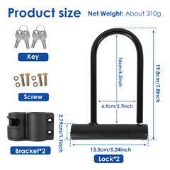 1/2 Set Bicycle U Lock Portables Mini Bike Wheel Lock With Key Anti-theft Safety Motorcycle Scooter Cycling Bicycle Accessories