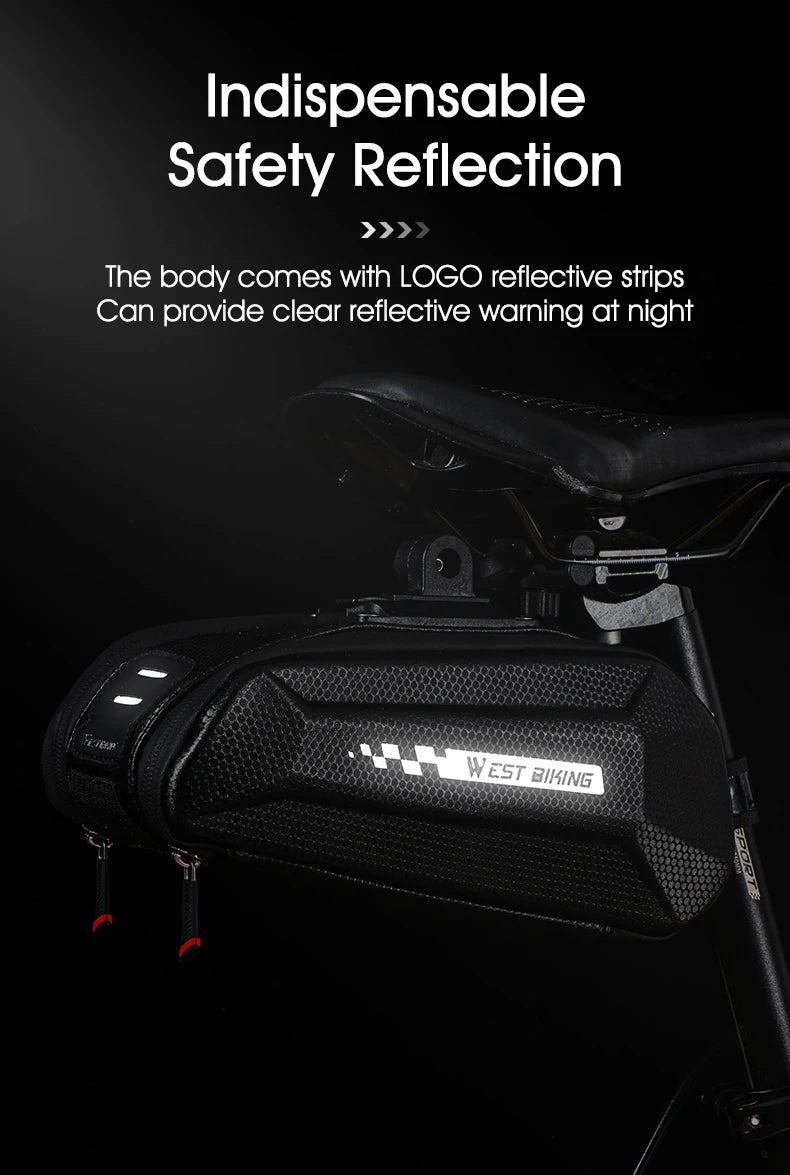 WEST BIKING Waterproof Bicycle Saddle Bag Hard TPU MTB Road Bike Under Seat Rear Bag Quick Release Saddlebags Bike Accessories