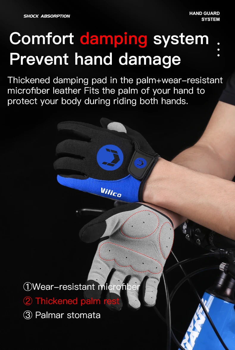 1 Pair Of All-finger Gloves Breathable Shock-proof Touch-screen Bike Gloves Spring And Summer Mountain Bike Road Riding Gloves