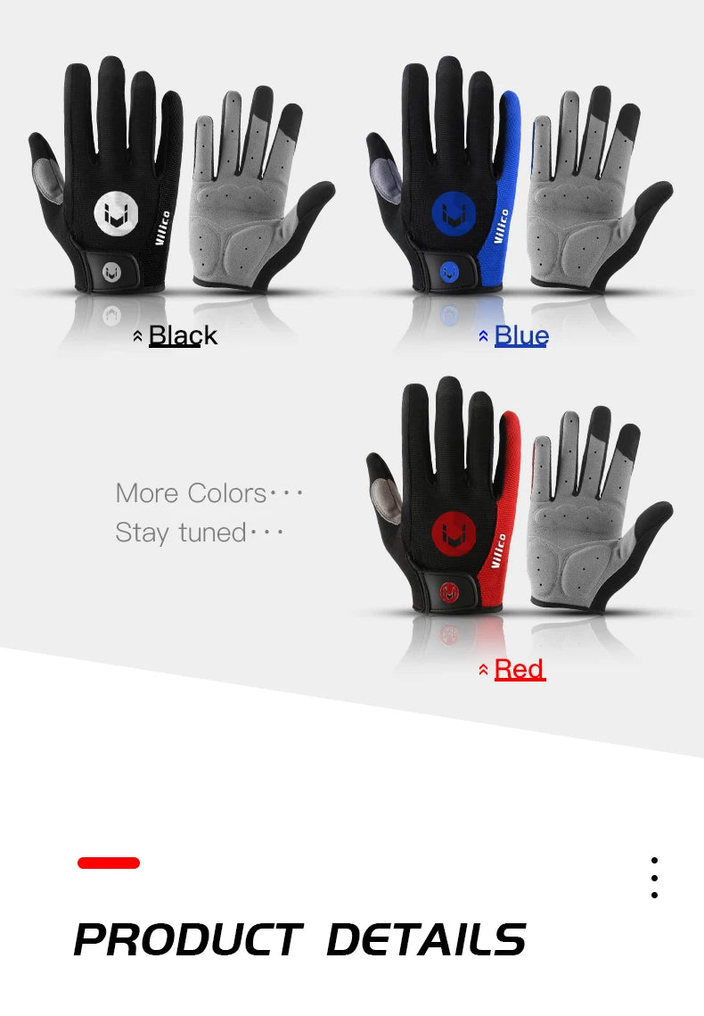 Kyncilor Outdoor Bicycle Anti slip and Sweatproof Long Finger Gloves Breathable and Shock Absorbent Sports Mountain Bike Gloves