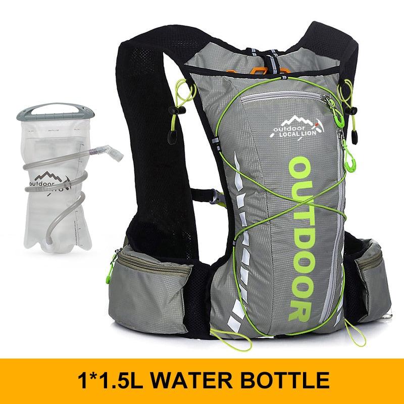 Cycling backpack for men and women, nylon bag, waterproof 8 liters, hiking and camping, 250ml water bottle with 1.5L water bag - Pogo Cycles