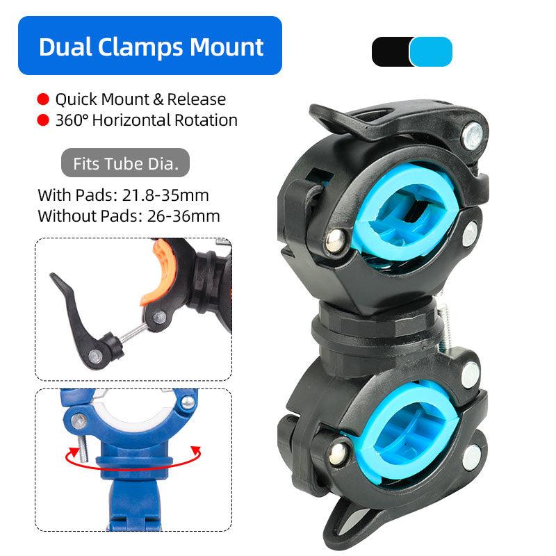 Deemount Bicycle Light Bracket Bike Lamp Holder LED Torch Headlight Pump Stand Quick Release Mount 360 Degree Rotatable HLD-211 - Pogo Cycles