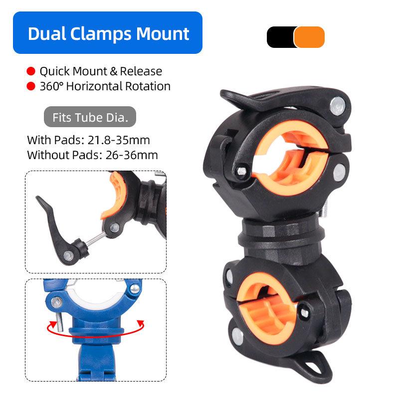 Deemount Bicycle Light Bracket Bike Lamp Holder LED Torch Headlight Pump Stand Quick Release Mount 360 Degree Rotatable HLD-211 - Pogo Cycles