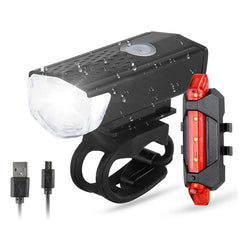 MTB Bicycle Light Bike Front Rear Lights Set Mountain Bike Night Cycling Headlight USB LED Safety Taillight Bike Accessories - Pogo Cycles