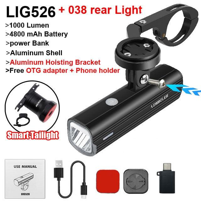 NEWBOLER Bicycle Light Front 1000Lumen Bike Light 4800mAh Waterproof Flashlight USB Charging MTB Road Cycling Lamp Accessories - Pogo Cycles