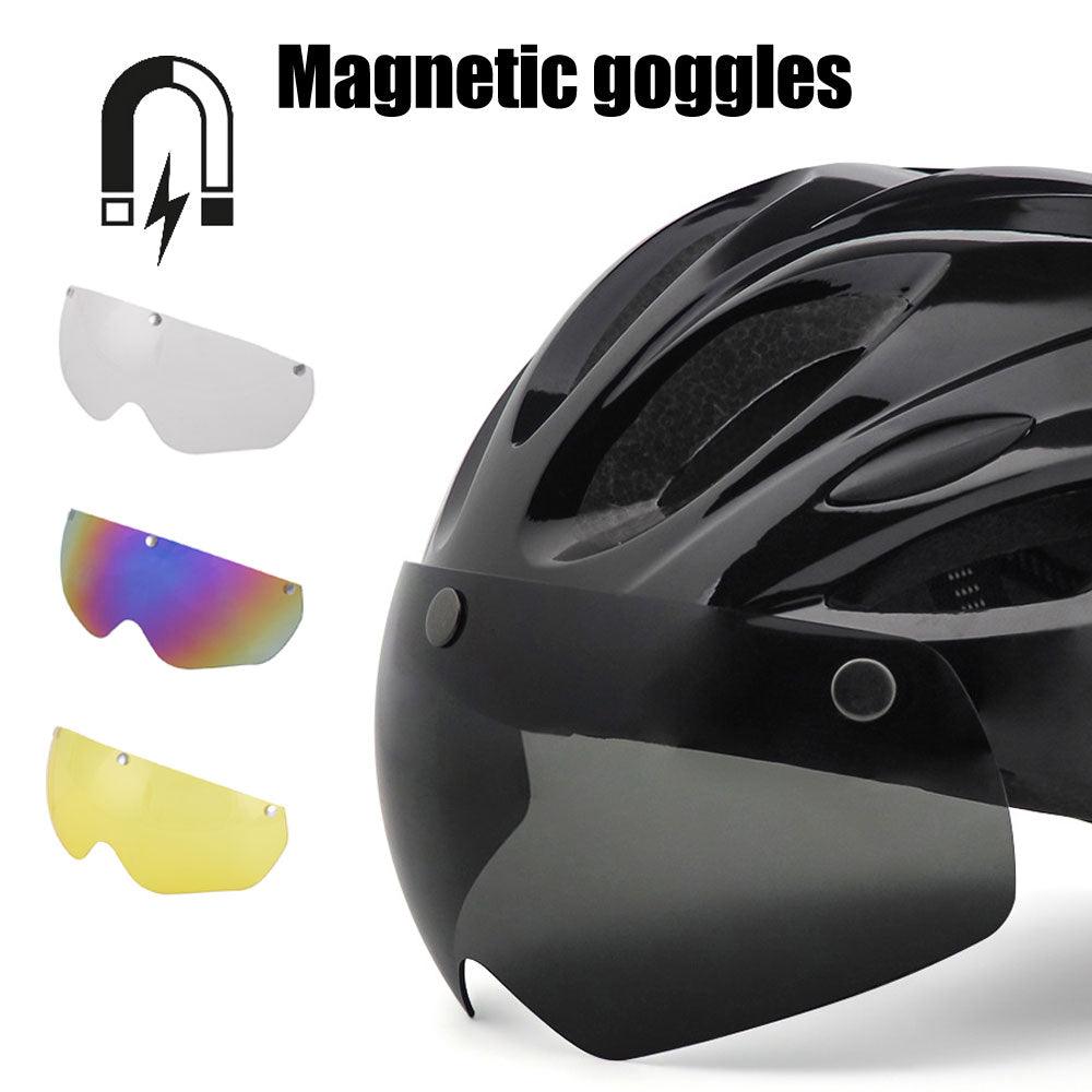 NEWBOLER Cycling Helmet Man Women LED Light Helmet Road Mountain Bike Helmet Removable Lens Riding Bicycle Helmet With Goggles - Pogo Cycles