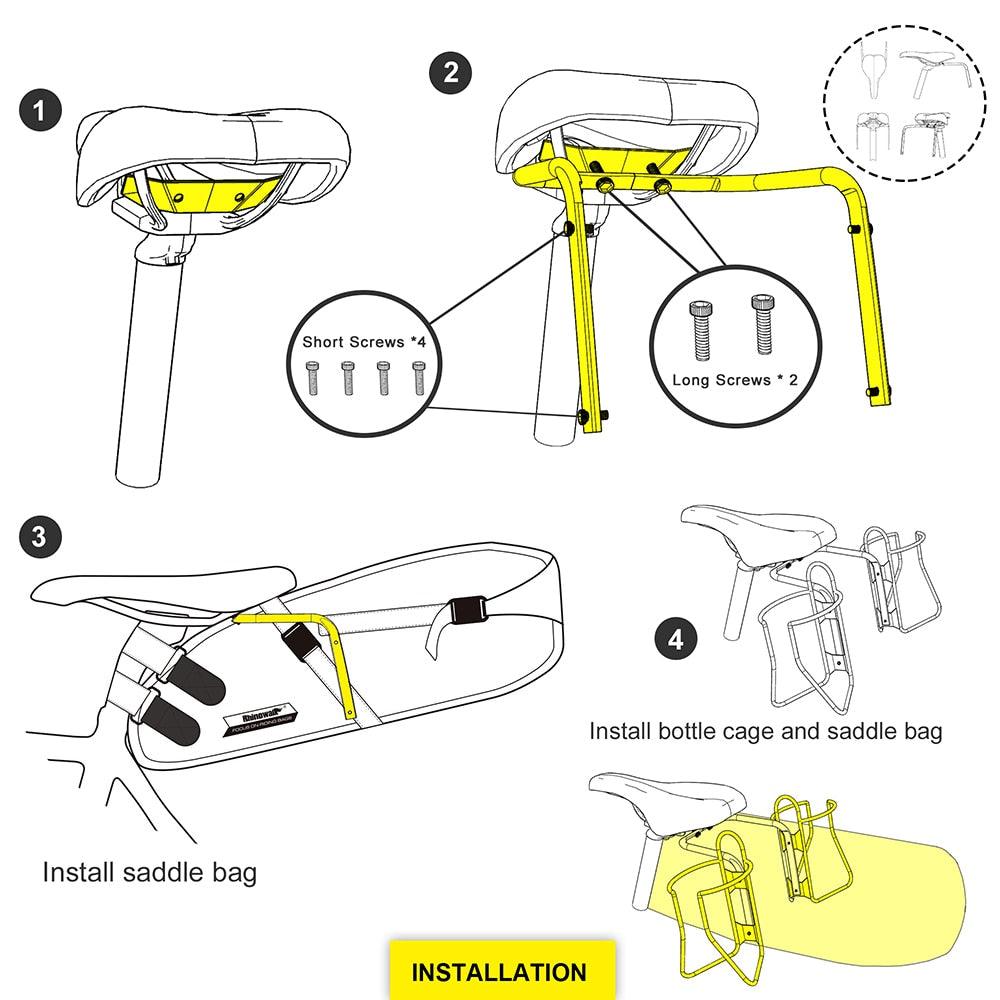 Rhinowalk Waterproof Bicycle Saddle Bag Stabilizer Bracket 10L-13L Large Capacity Tail Rear Bike Bag Holder Bike Trunk Bracket - Pogo Cycles