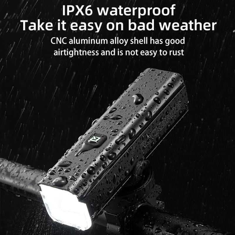 ROCKBROS 1000LM Bike Light Front Lamp Type-C Rechargeable LED 4500mAh Bicycle Light Waterproof Headlight Bike Accessories - Pogo Cycles