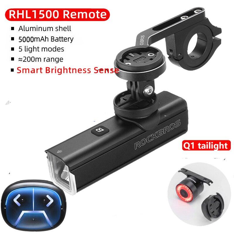 ROCKBROS 400-1000LM Bicycle Light GoPro Mount Holder USB Type-c Rechargeable Fit Garmin Bryton IGS Computer Cycling Headlight - Pogo Cycles